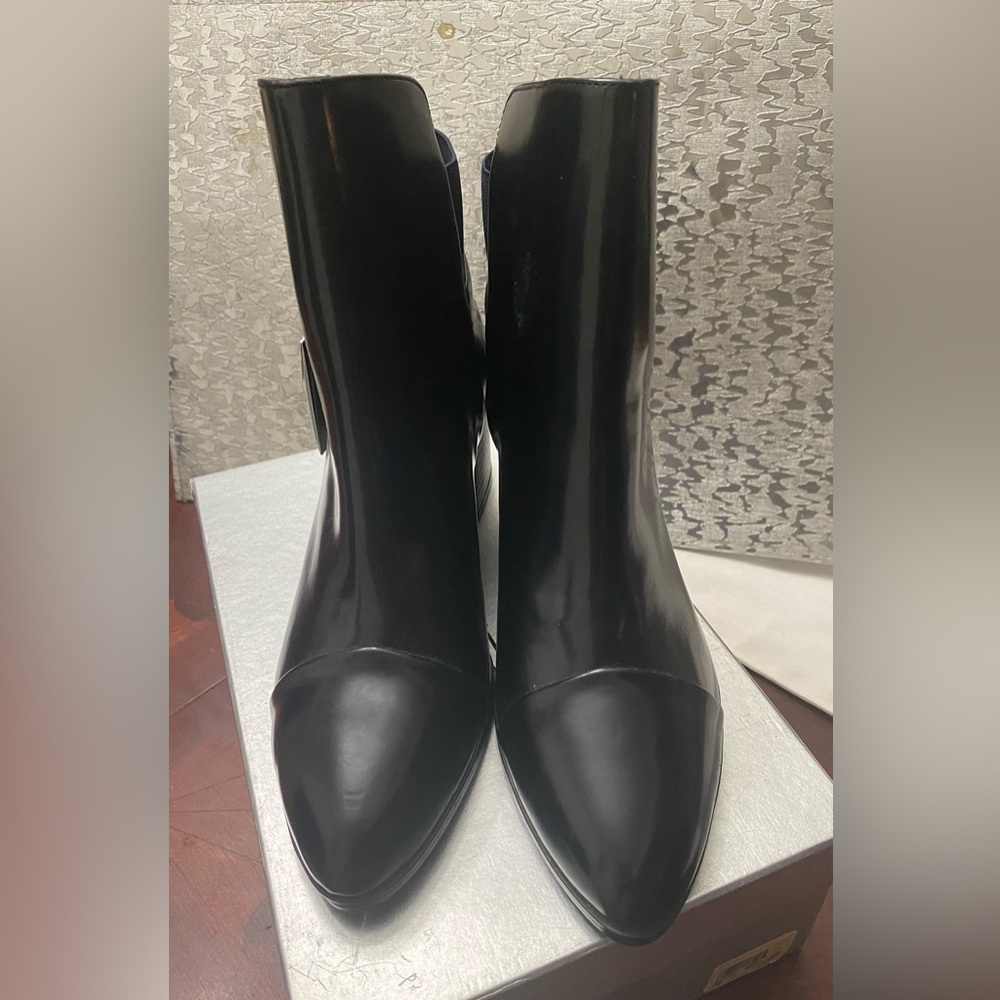 Zara Glossy Black Heeled Boots